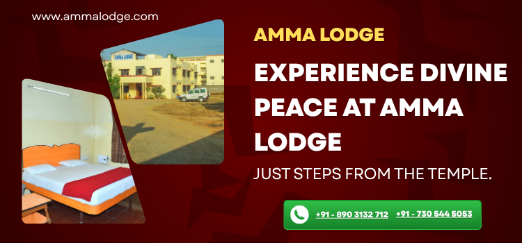Experience Divine Peace at Amma Lodge – Just Steps from the Temple.